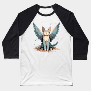 Blue cute  cat with wing Baseball T-Shirt